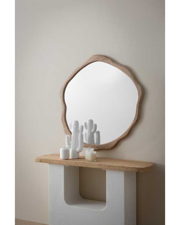 Irregular shape natural wood mirror