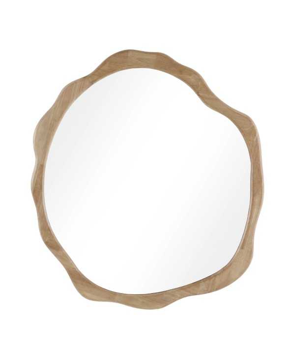 Irregular shape natural wood mirror, small
