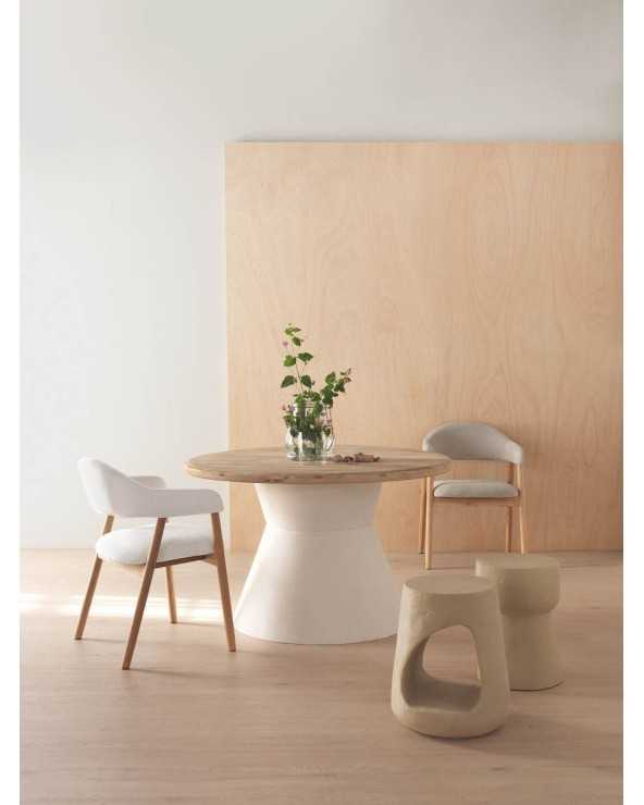 Round Dining Table With Polynesian Base in Fir Wood