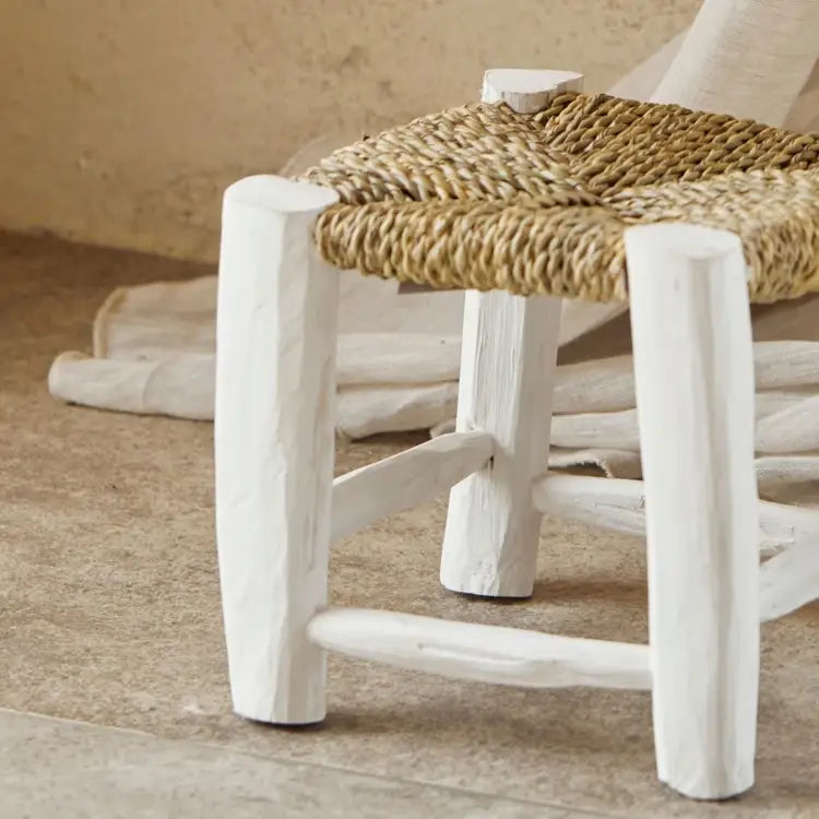 White Moroccan Stool 20 cm