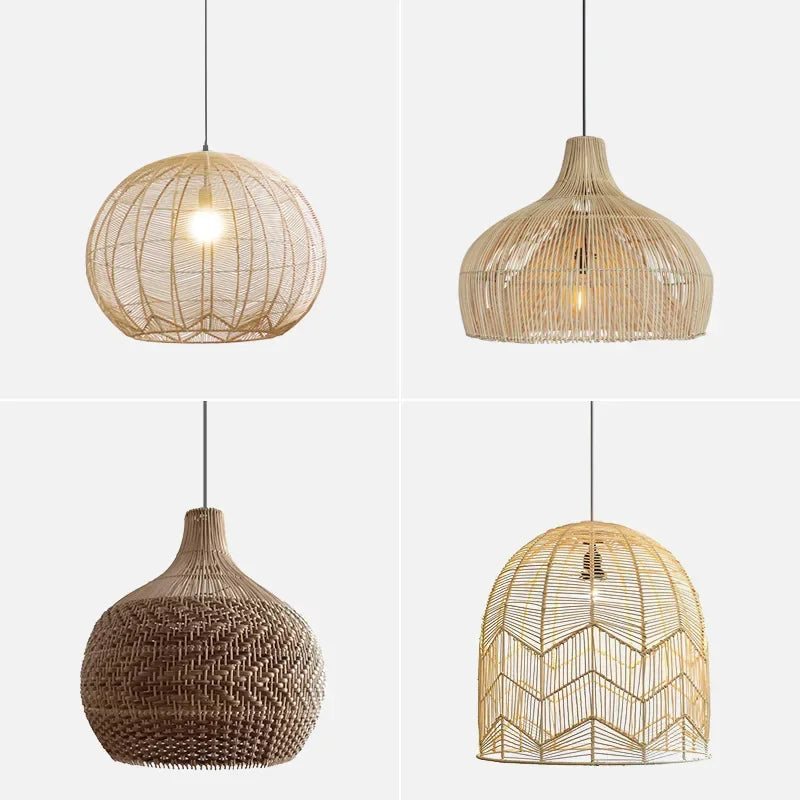Hand Woven Rattan LED Pendent
