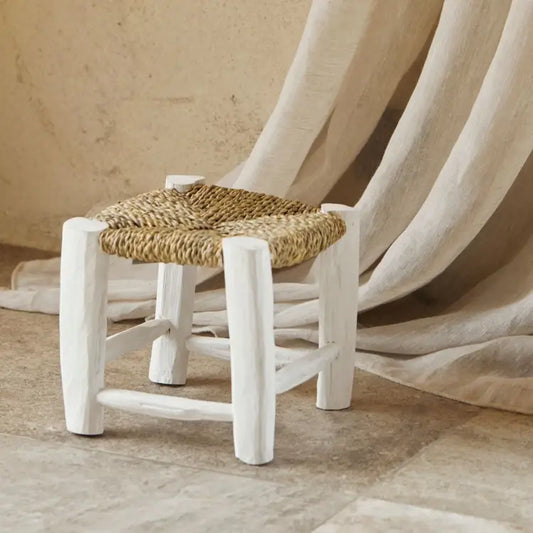 White Moroccan Stool 20 cm