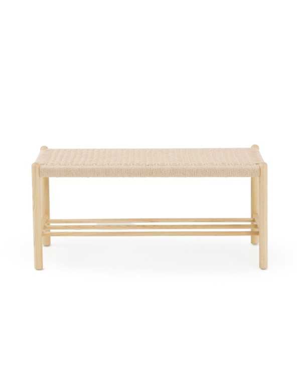 Ash Wood Bench with Woven Seat