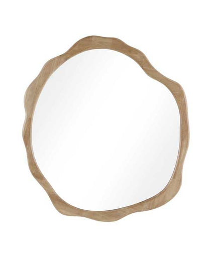 Irregular shape natural wood mirror, small