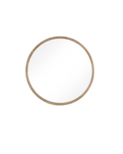 Round Natural Wood Mirror