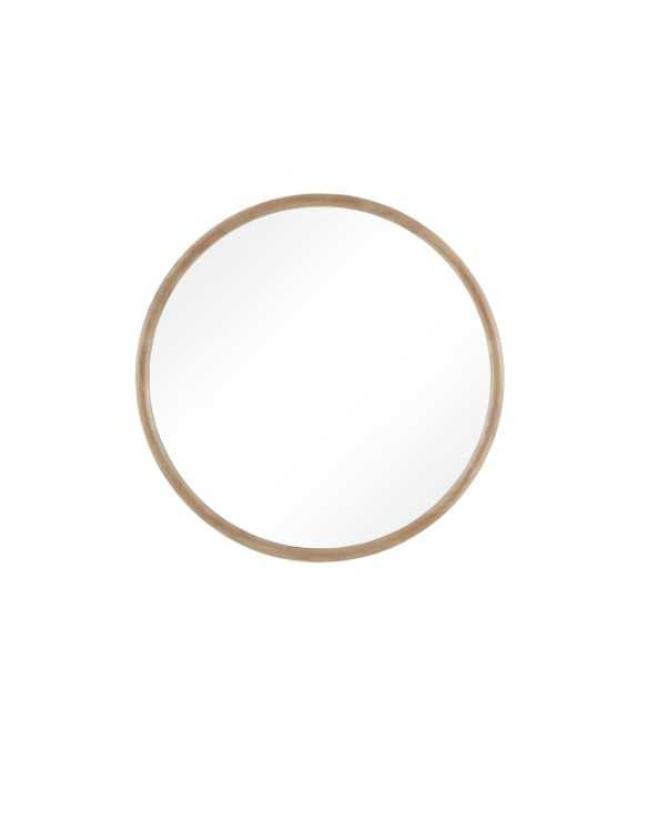 Large Round Natural Wood Mirror
