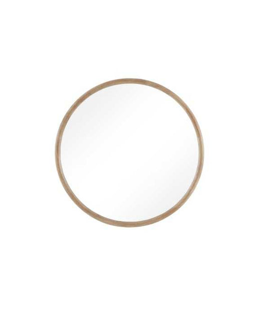 Large Round Natural Wood Mirror