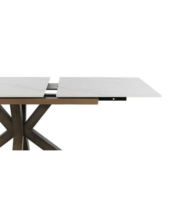 Extendible Rectangular Table With Metal Legs and Ceramic Top