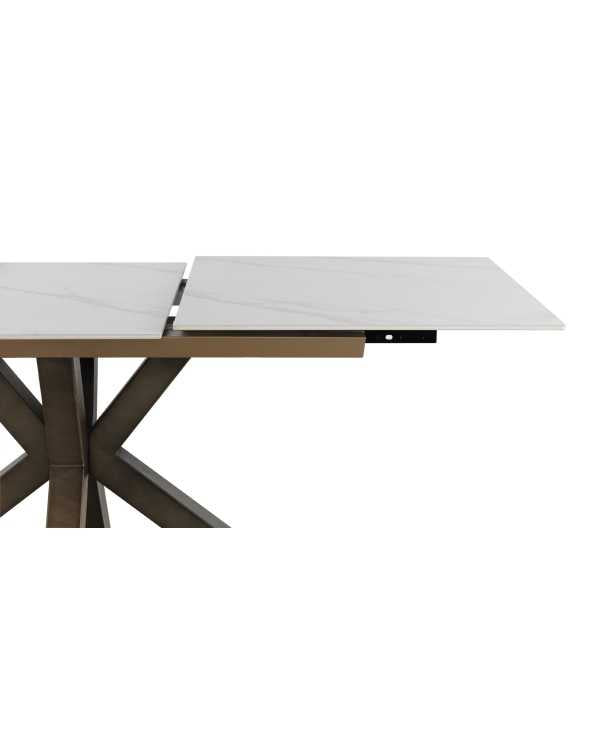 Extendible Rectangular Table With Metal Legs and Ceramic Top
