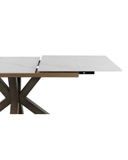 Extendible Rectangular Table With Metal Legs and Ceramic Top