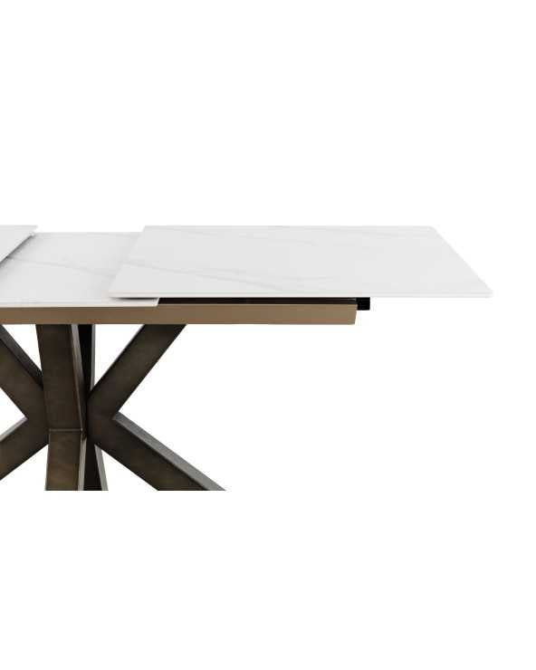 Extendible Rectangular Table With Metal Legs and Ceramic Top
