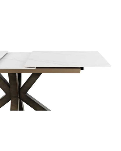 Extendible Rectangular Table With Metal Legs and Ceramic Top