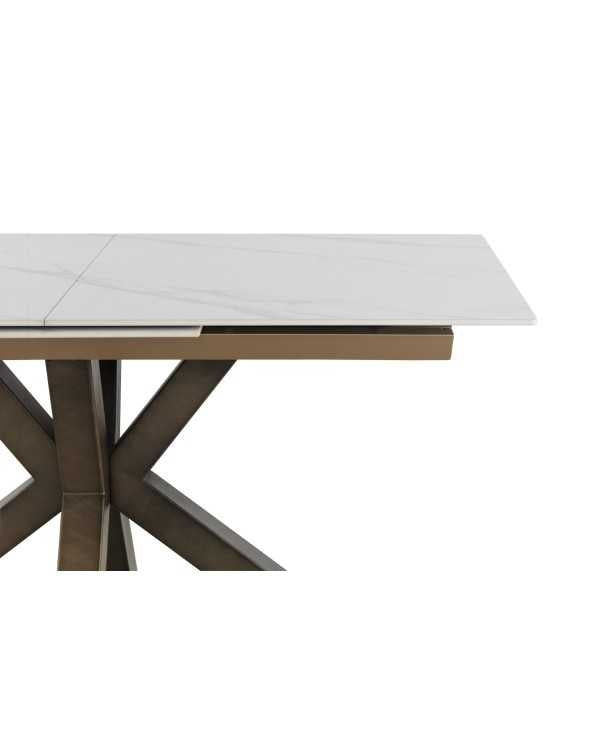 Extendible Rectangular Table With Metal Legs and Ceramic Top