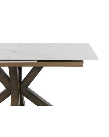 Extendible Rectangular Table With Metal Legs and Ceramic Top