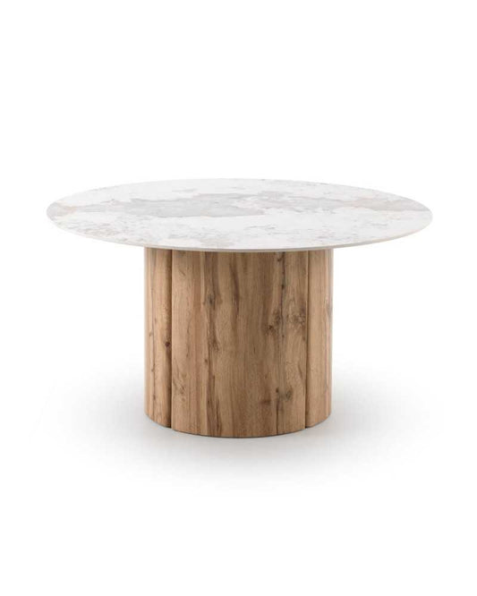 Round Dining Table in Roble with Ceramic Top