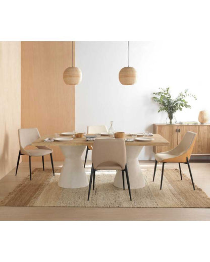 Rectangular Dining Table In Fir Wood with Polyresin Base