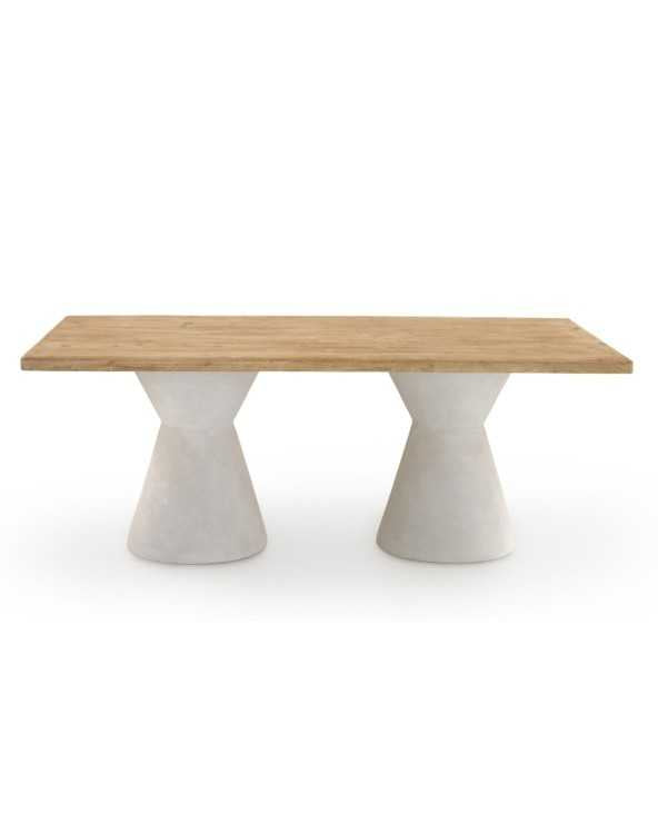 Rectangular Dining Table In Fir Wood with Polyresin Base