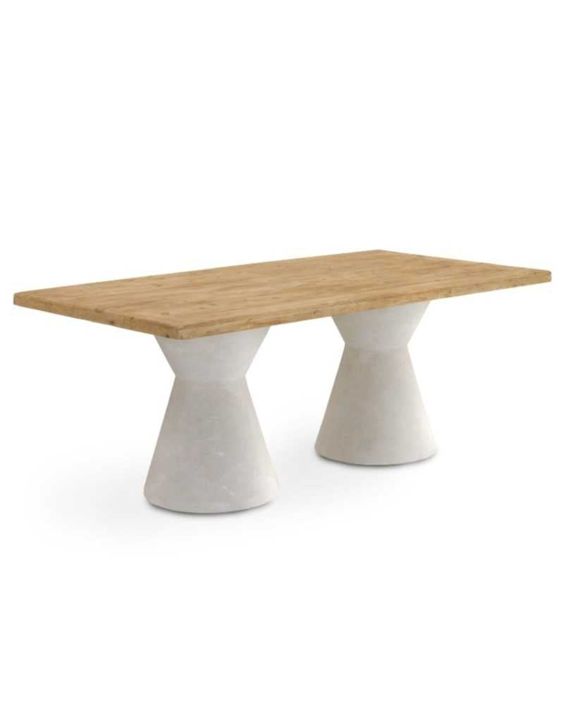 Rectangular Dining Table In Fir Wood with Polyresin Base