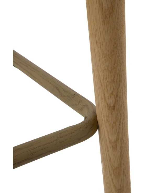 Natural oak bar stools mink/grey fabric - set of two