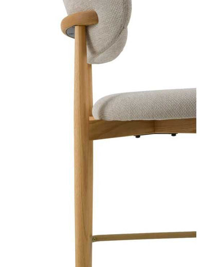 Natural oak bar stools mink/grey fabric - set of two