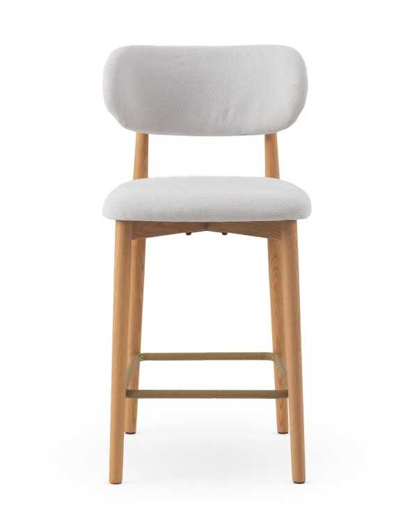 Natural oak bar stools white fabric - set of two (Copy)
