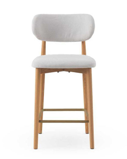 Natural oak bar stools white fabric - set of two (Copy)