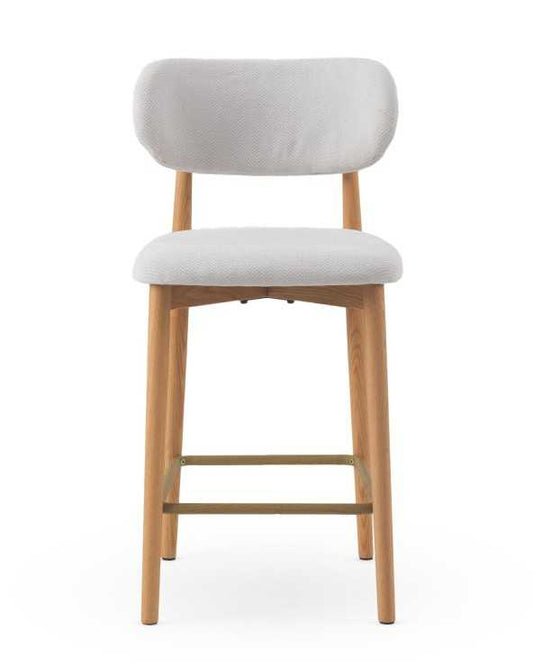 Natural oak bar stools white fabric - set of two (Copy)