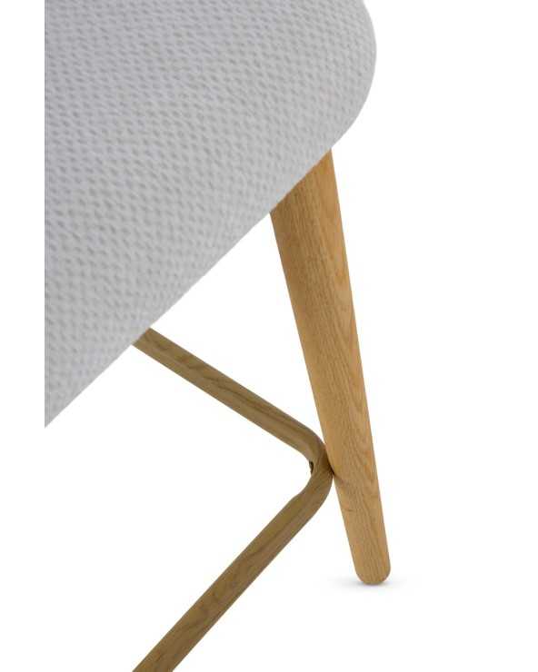 Natural oak bar stools white fabric - set of two (Copy)