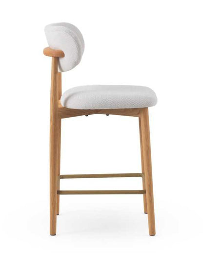 Natural oak bar stools white fabric - set of two (Copy)