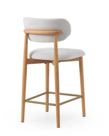 Natural oak bar stools white fabric - set of two (Copy)