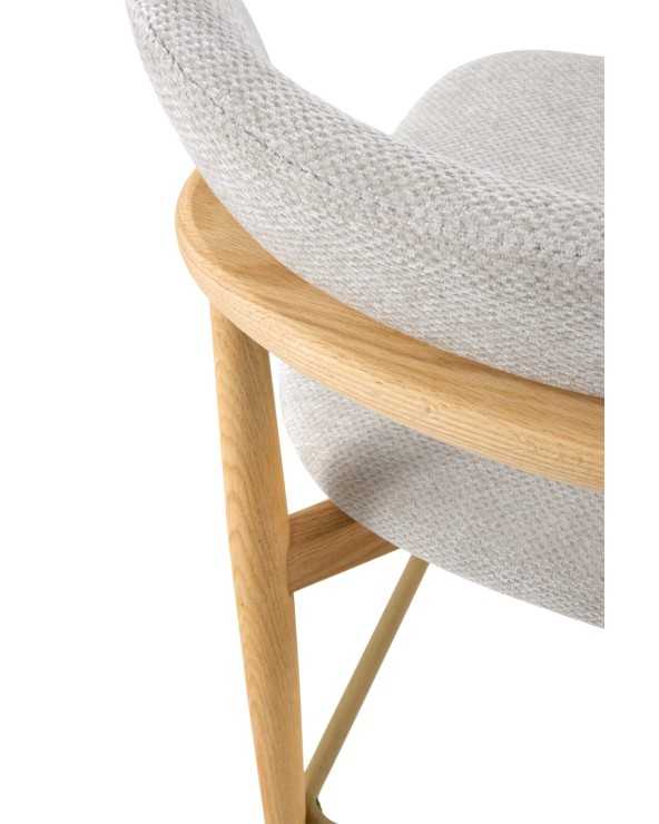 Natural oak bar stools white fabric - set of two (Copy)