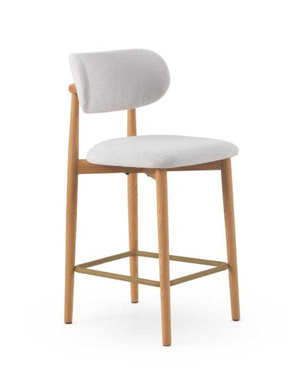 Natural oak bar stools white fabric - set of two (Copy)