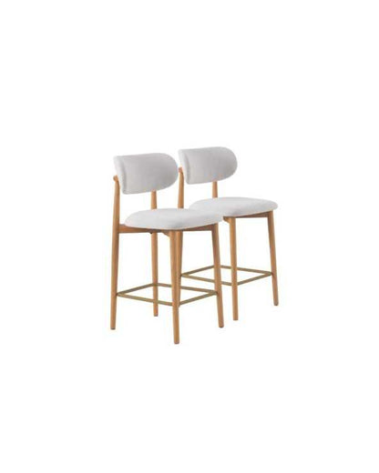 Natural oak bar stools white fabric - set of two (Copy)