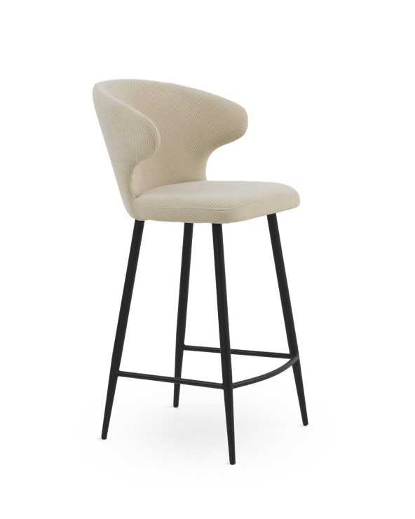 Beige upholstered bar stools - set of two