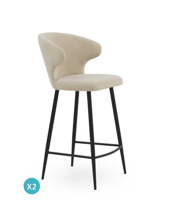 Beige upholstered bar stools - set of two