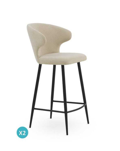 Beige upholstered bar stools - set of two