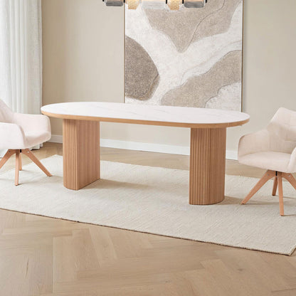 Fluted Leg Dining Table With Porcelain Top