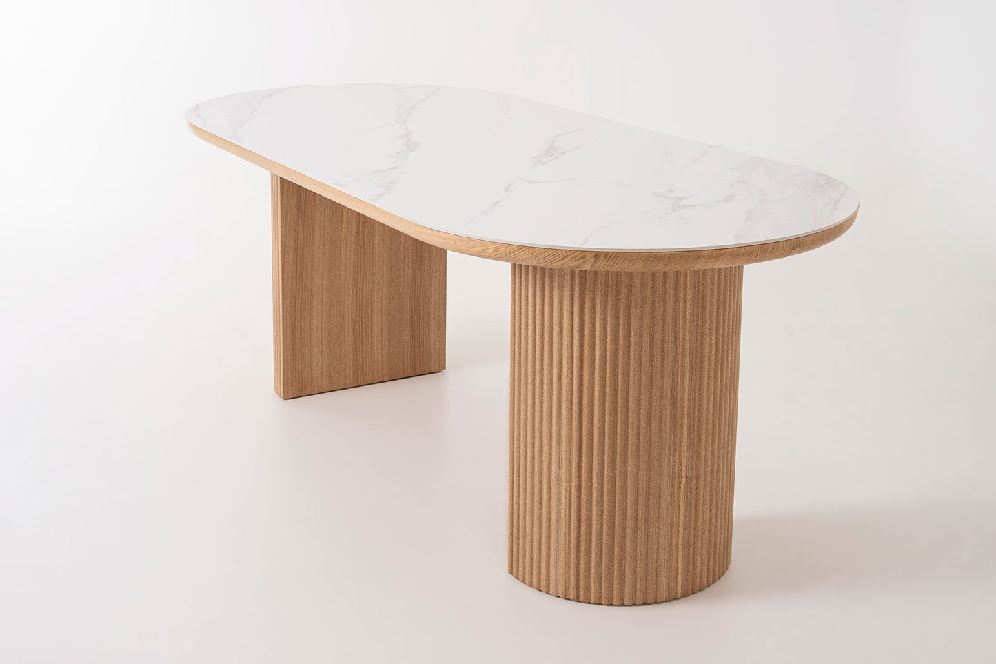 Fluted Leg Dining Table With Porcelain Top