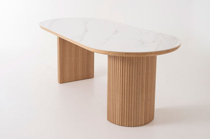Fluted Leg Dining Table With Porcelain Top