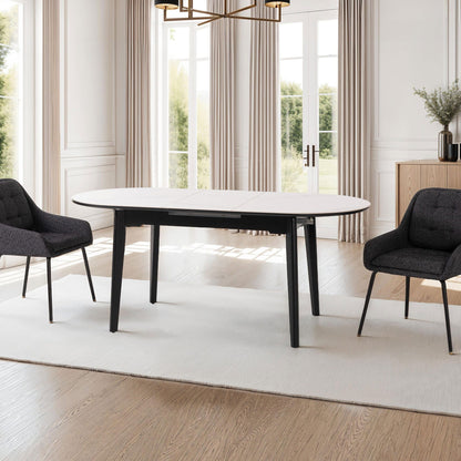 Oval Extendible Dining Table With Porcelain Top